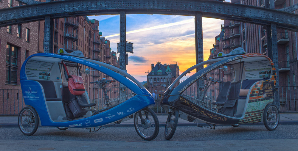 Fahrradtaxis-Rikschas Speicherstadt Wasserschloss